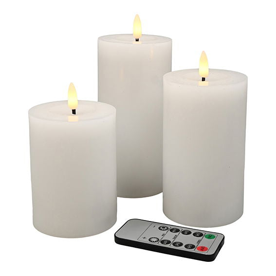 LED Candle Set H10/12.5/15 x Dia. 7.5cm and Remote 4/colorbox