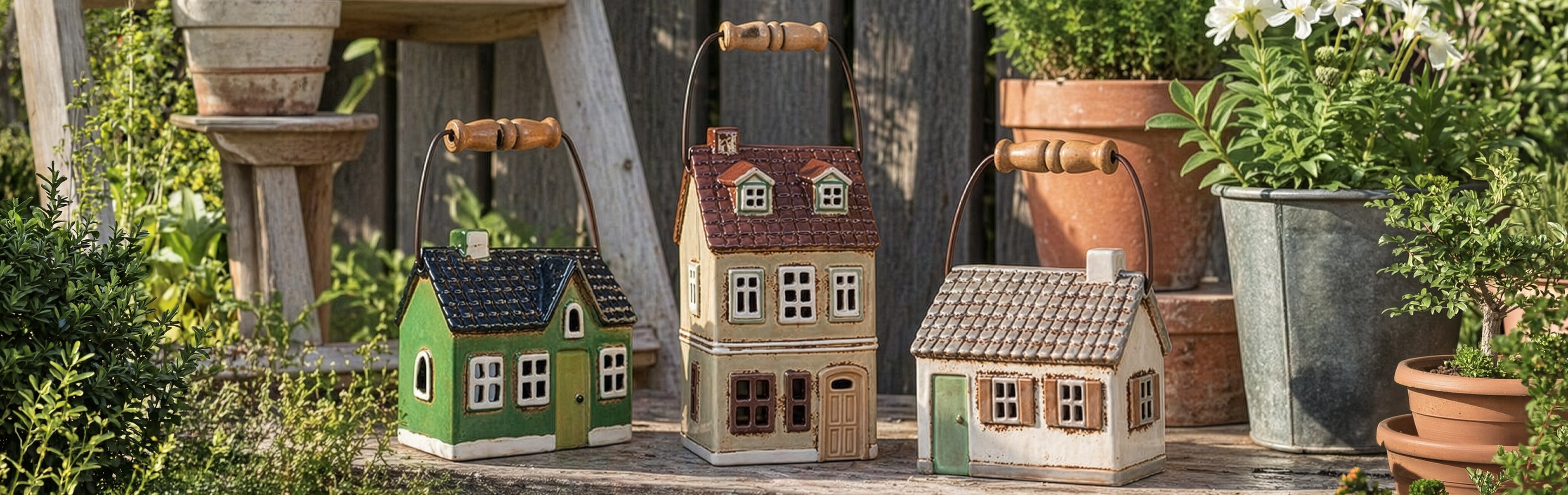 Ceramic houses with handles