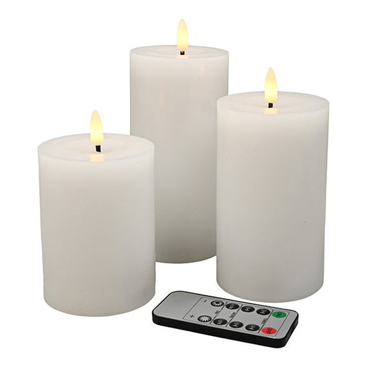LED Candle Set H10/12.5/15 x Dia. 7.5cm and Remote 4/colorbox